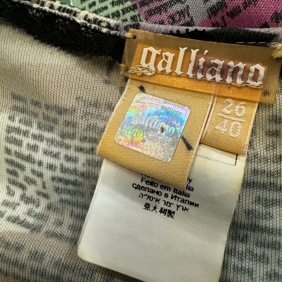 Galliano Vintage Pastel Newspaper Print Long Sleeve Dress - Picture 4 of 16